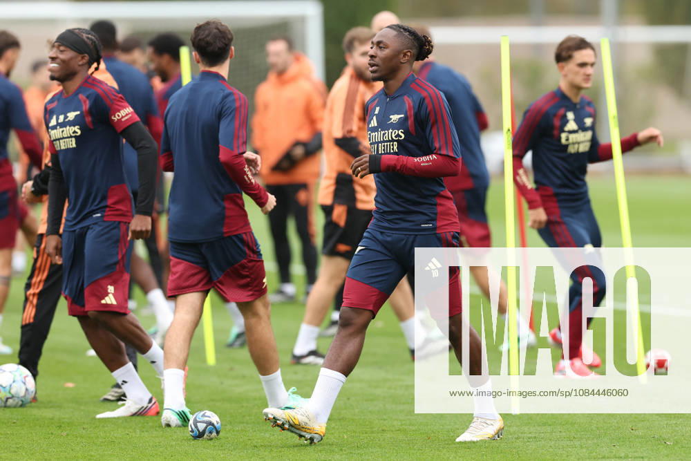 Arsenal Training & Media Conference, Champions League Eberechi Eze of Arsenal during the Arsenal training session at the Arsenal FC Training Centre, ahead of UEFA Champions League Matchday 2 v Lille, London Colney, England on 12 October 2026 Credit: Tiego Grenho Every Second Media Editorial use only. All images are copyright Every Second Media Limited. No images may be reproduced without prior permission.
