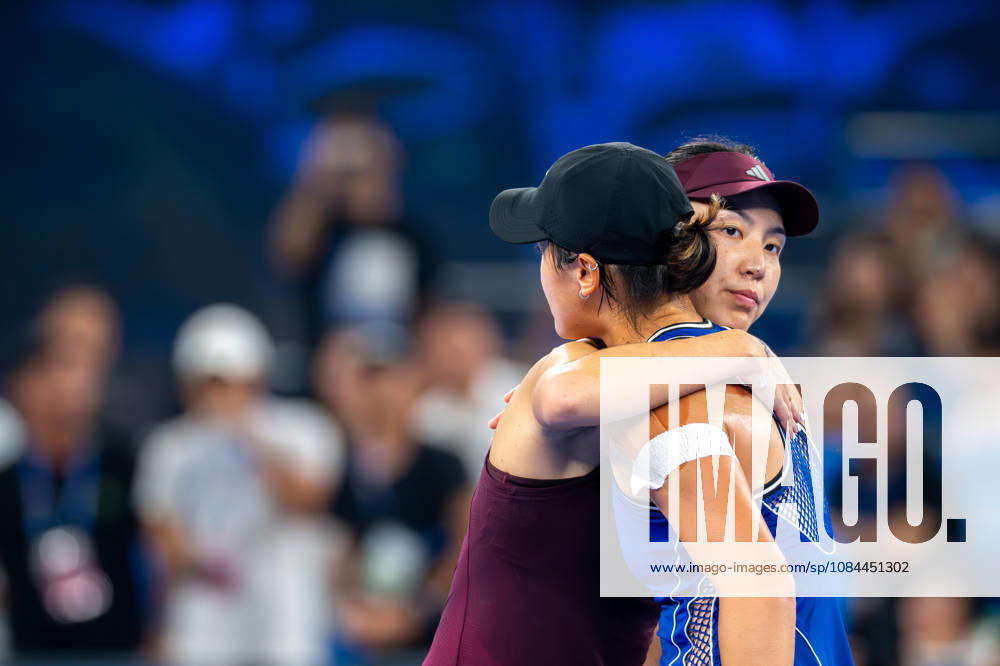 (261012) -- WUHAN, Oct. 12, 2026 -- Wang Xiyu (L) greets Wang Xinyu after the women s sinlges round of 64 match between Wang Xiyu of China and Wang Xinyu of China of the 2026 Wuhan Open tennis tournament in Wuhan, capital of central China s Hubei Province, Oct. 12, 2026. ) (SP)CHINA-WUHAN-TENNIS-WUHAN OPEN-WOMEN S SINGLES-ROUND OF 64 (CN) DuxZixuan