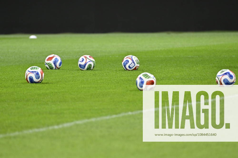 STOCKHOLM, SWEDEN 20261012 Soccer balls on the field as the women s national soccer team trains ahead of the World Cup playoff match against Lithuania STOCKHOLM, SWEDEN