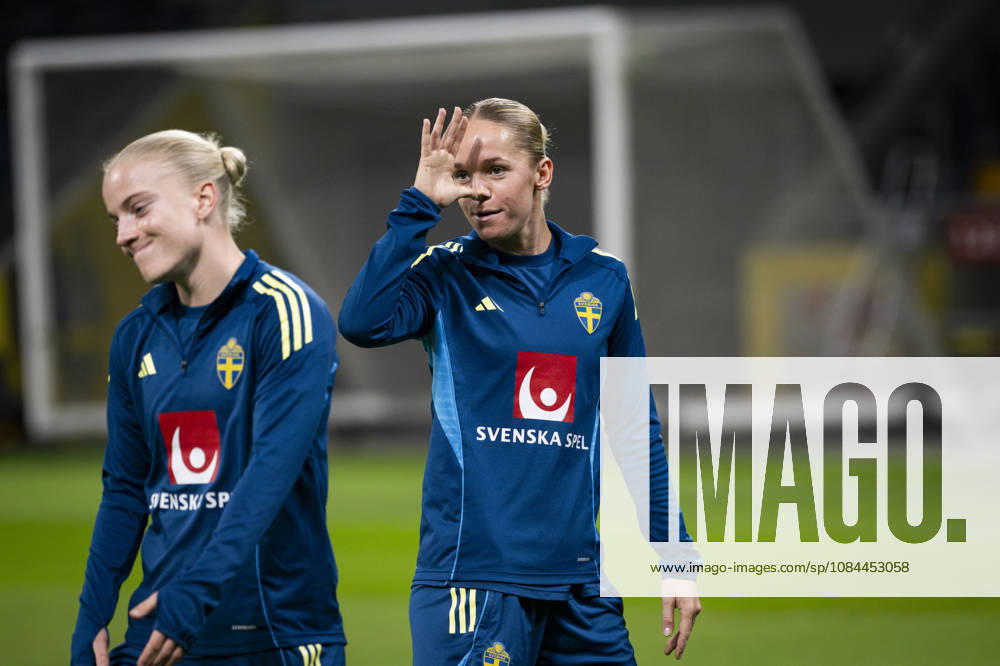 STOCKHOLM, SWEDEN, 20261012 Soccer player Hanna Lundkvist on the field as the Swedish women s national soccer team trains at Friends Arena ahead of the World Cup playoff match against Lithuania STOCKHOLM, SWEDEN