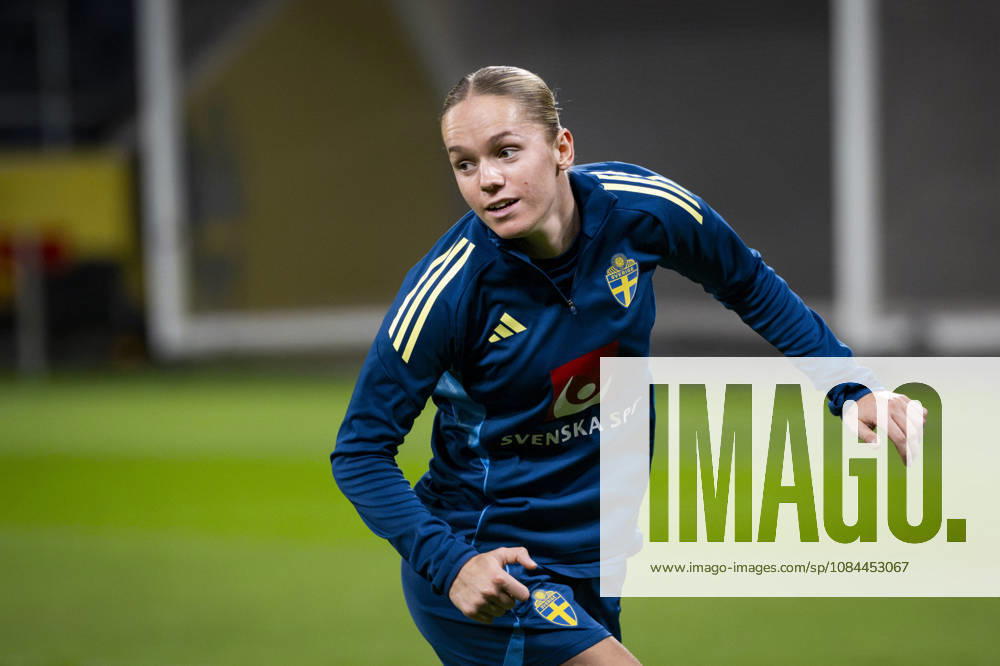 STOCKHOLM, SWEDEN, 20261012 Soccer player Hanna Lundkvist on the field as the Swedish women s national soccer team trains at Friends Arena ahead of the World Cup playoff match against Lithuania STOCKHOLM SWEDEN