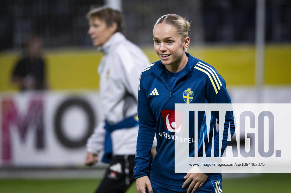 STOCKHOLM, SWEDEN, 20261012 Soccer player Hanna Lundkvist on the field as the Swedish women s national soccer team trains at Friends Arena ahead of the World Cup playoff match against Lithuania STOCKHOLM SWEDEN