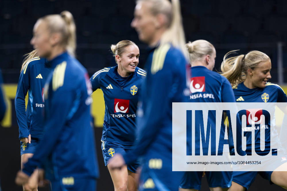 STOCKHOLM, SWEDEN, 20261012 Soccer player Hanna Lundkvist on the field as the Swedish women s national soccer team trains at Friends Arena ahead of the World Cup playoff match against Lithuania STOCKHOLM SWEDEN