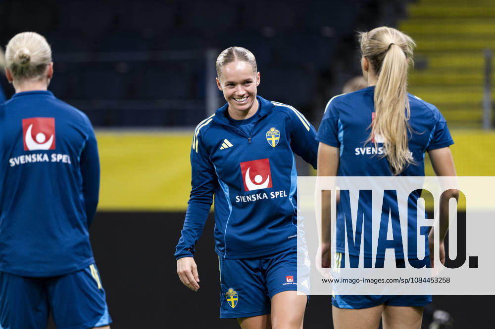 STOCKHOLM, SWEDEN, 20261012 Soccer player Hanna Lundkvist on the field as the Swedish women s national soccer team trains at Friends Arena ahead of the World Cup playoff match against Lithuania STOCKHOLM SWEDEN