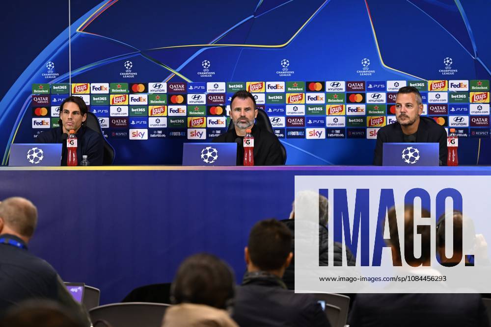 Inter Milan v Club Brugge - UEFA Champions League Media Activities 12 10 2026 MILAN, ITALY - OCTOBER 12 : Sommer Yann goalkeeper of Club Brugge, Leko Ivan head coach of Club Brugge and Willem Kirsten Communications Director of Club Brugge speaking with the media during a pre-match press conference, PK, Pressekonferenz ahead of the UEFA Champions League 2026 27 League Phase matchday 2 match between Inter Milan and Club Brugge on October 12, 2026 in Milan, Italy, 12 10 2026 Milan Italy