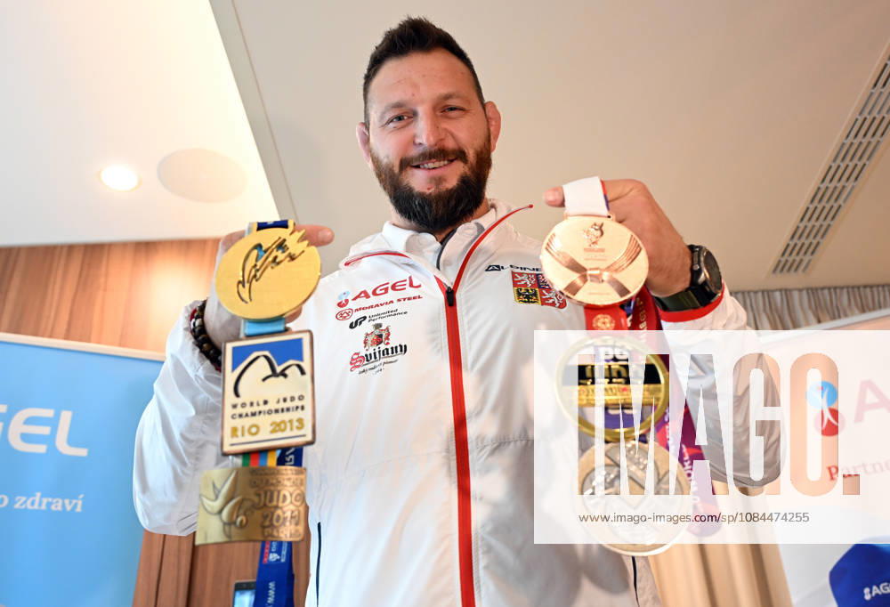 Czech judoka Lukas Krpalek presented his complete collection of six World Championship, WM, Weltmeisterschaft medals at the press conference, PK, Pressekonferenz in Prague, Czech Republic, on October 13, 2026. (CTKxPhoto KaterinaxSulova) CTKPhotoP2026101303017 CTKPhotoP2026101303017