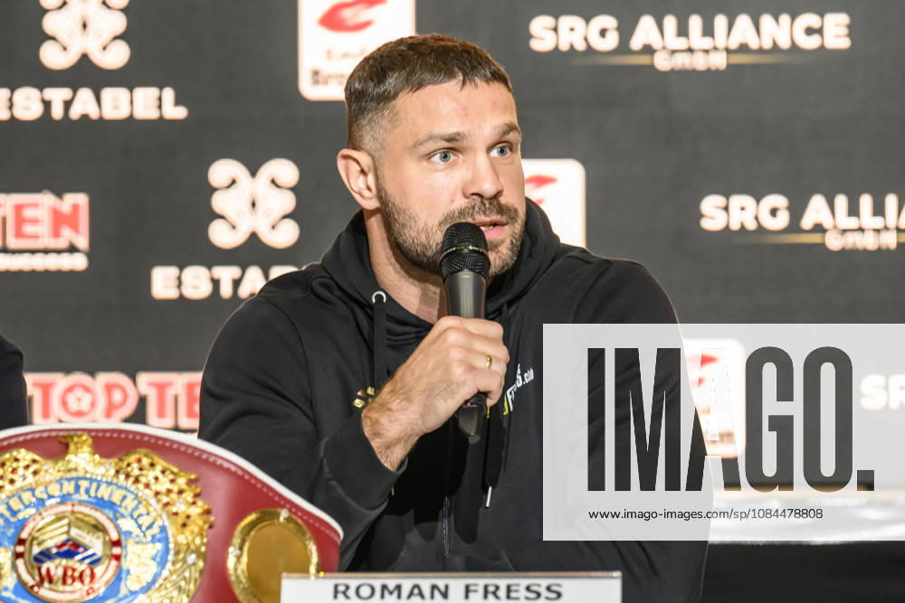 Pictured, from left: Roman Fress – WBO Intercontinental Champion, GER, Magdeburg, SES; first press conference ahead of the SES Boxing Gala on Saturday, November 14, 2026, at Messe Magdeburg, October 13, 2026,
