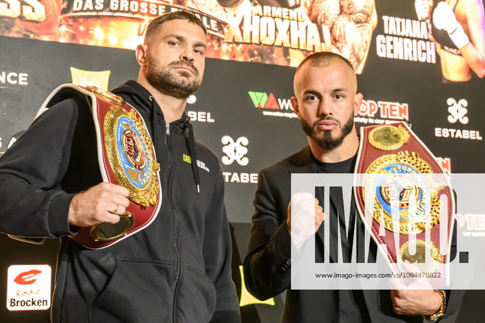 Pictured, from left: Roman Fress, Armend Xhoxhaj, GER, Magdeburg, SES; first press conference ahead of the SES Boxing Gala on Saturday, November 14, 2026, at Messe Magdeburg, October 13, 2026,