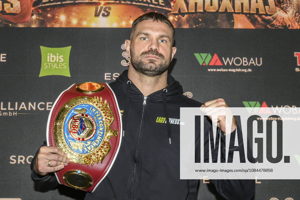 Pictured, from left: Roman Fress – WBO Intercontinental Champion, GER, Magdeburg, SES; first press conference ahead of the SES Boxing Gala on Saturday, November 14, 2026, at Messe Magdeburg, October 13, 2026,