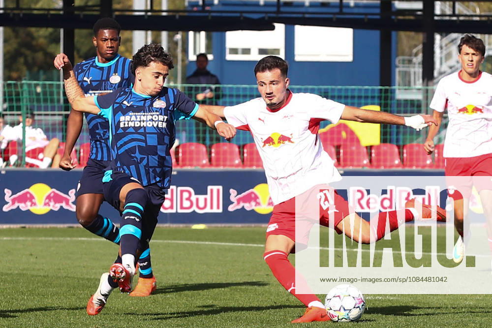 RB Leipzig U19 vs. PSV Eindhoven U19, UEFA Youth League, Leipzig, October 13, 2026, Cottaweg Training Center, Soccer, 2026–2027 Season, U19 Juniors, UEFA Youth League, Matchday 2, RB Leipzig U19 vs. PSV Eindhoven U19, Pictured: Goal for RB Leipzig, Din Klapija 21, RB scores to make it 1–0, For editorial use only, UEFA regulations prohibit any use of photographs as image sequences and or quasi-video,