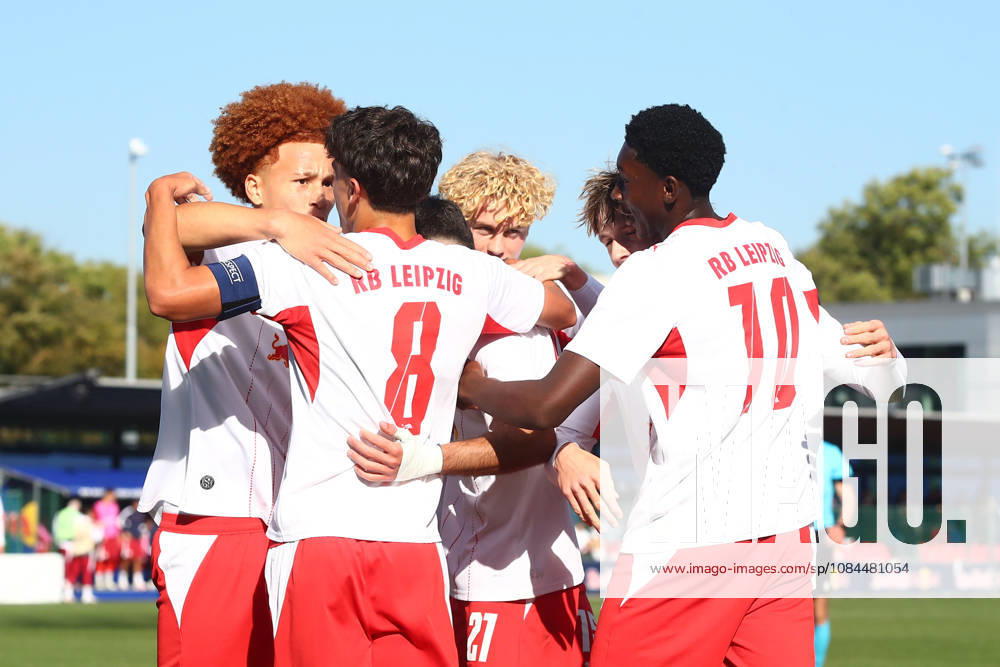 RB Leipzig U19 vs. PSV Eindhoven U19, UEFA Youth League, Leipzig, October 13, 2026, Cottaweg Training Center, Soccer, 2026–2027 Season, U19 Juniors, UEFA Youth League, Matchday 2, RB Leipzig U19 vs. PSV Eindhoven U19, Pictured: Goal for RB Leipzig, goal celebration after the 1–0, goal scorer Din Klapija (21), RB, For editorial use only, UEFA regulations prohibit any use of photographs as image sequences and or quasi-video,