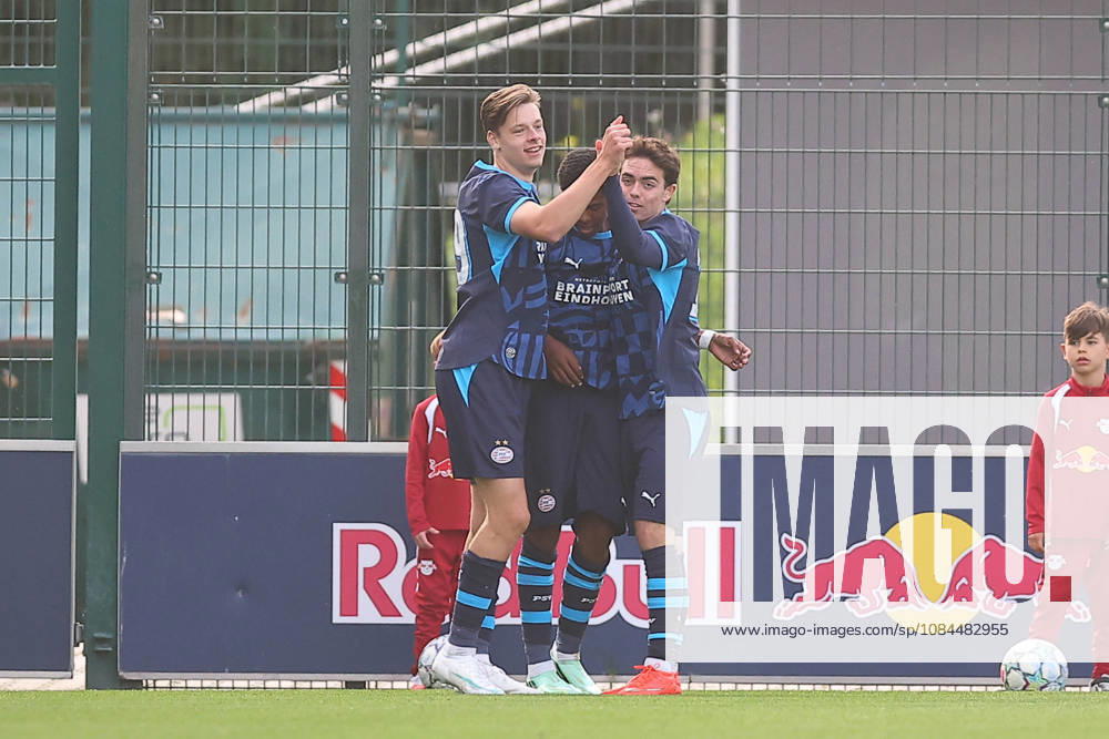 RB Leipzig U19 vs. PSV Eindhoven U19, UEFA Youth League, Leipzig, October 13, 2026, Cottaweg Training Center, Soccer, 2026–2027 Season, U19 Juniors, UEFA Youth League, Matchday 2, RB Leipzig U19 vs. PSV Eindhoven U19 1–6 (1–1), Pictured: Goal for Eindhoven, goal celebration after the 1–5, goal scorer Liam van Nistelrooy, 19, Eindhoven, For editorial use only, UEFA regulations prohibit any use of photographs as image sequences and or quasi-video,