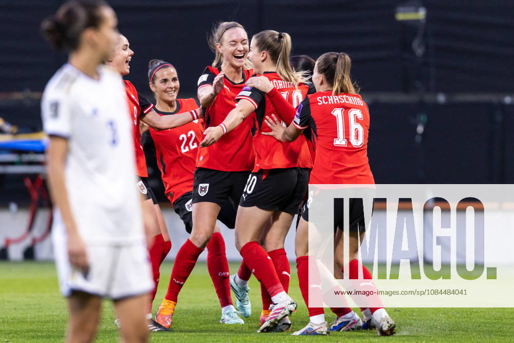 SOCCER - FIFA World Cup, WM, Weltmeisterschaft, Fussball 2027, quali, AUT vs KOS VIENNA,AUSTRIA,13.OCT.26 - SOCCER - FIFA Women s World Cup 2027, european qualifiers, OEFB international match, Länderspiel, Nationalmannschaft Austria vs Kosovo. Image shows the rejoicing of AUT with Marie Hoebinger (AUT). GEPAxpictures Rauthner