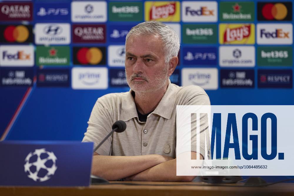 Coach Jose Mourinho (Real Madrid CF) attends a press conference, PK, Pressekonferenz on the eve of the UEFA Champions League 2026 2027 match between AS Roma and Real Madrid CF..Real Madrid CF is holding its pre-match press conference ahead of its second UEFA Champions League game. Rome Italy - ZUMAs197 20261013_aaa_s197_138