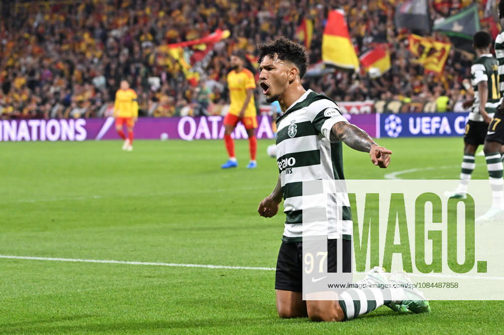 RC Lens vs Sporting CP Luis Suarez (97) of Sporting CP celebrates after scoring the 0-1 goal during the Uefa Champions League matchday 2 game in the League phase in season 2026 - 2027 between Racing Club de Lens and Sporting CP Lisbon on October 13 , 2026 in Lens, France. (Photo by David Catry Sportpix) Lens Stade Bollaert Delelis France