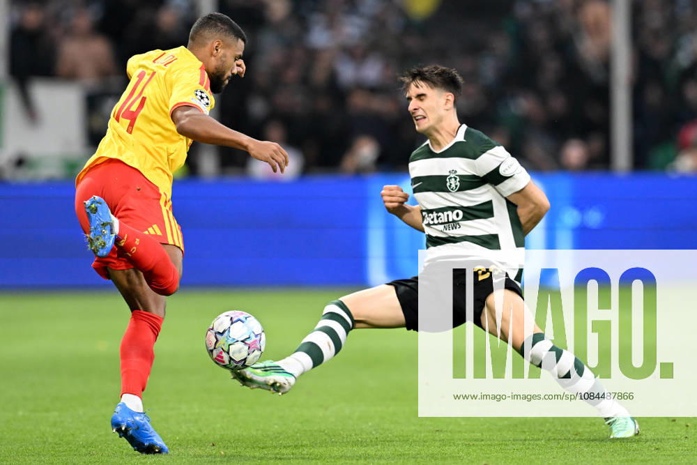 RC Lens vs Sporting CP Matthieu Udol (14) of RC Lens fighting for the ball with Ivan Fresneda (22) of Sporting CP during the Uefa Champions League matchday 2 game in the League phase in season 2026 - 2027 between Racing Club de Lens and Sporting CP Lisbon on October 13 , 2026 in Lens, France. (Photo by David Catry Sportpix) Lens Stade Bollaert Delelis France