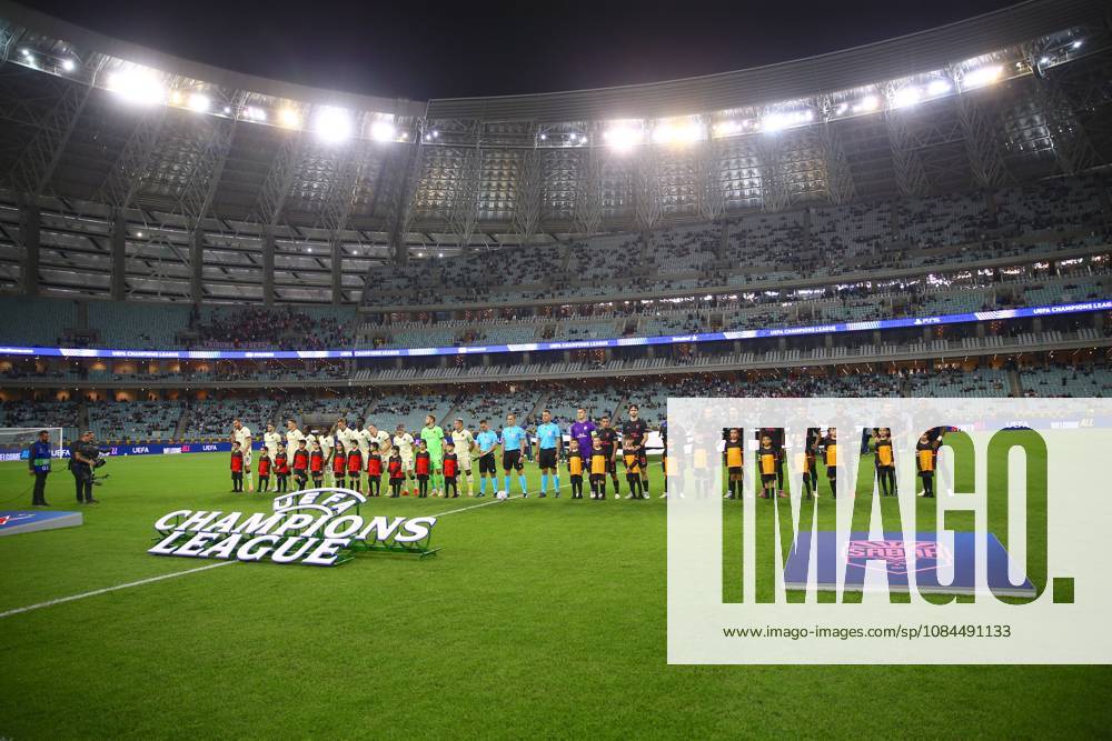 Sabah FK v Slavia Prague - UEFA Champions League BAKU, AZERBAIJAN - OCTOBER 13 : Players take the pitch prior to the UEFA Champions League match day two between Sabah FK and Slavia Prague at Olympic Stadium in Baku, Azerbaijan on October 13, 2026. Resul Rehimov Anadolu Baku Azerbaijan. Editorial use only. Please get in touch for any other usage.