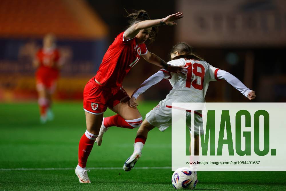 Hannah Cain of Wales Women is challenged by Xhesika Ndoj of Albania Wales Women v Albania Women, Women s European World Cup Qualifier, Football, Park y Scarlets, Llanelli, UK - 13 Oct 2026Llanelli Park y Scarlets United Kingdom