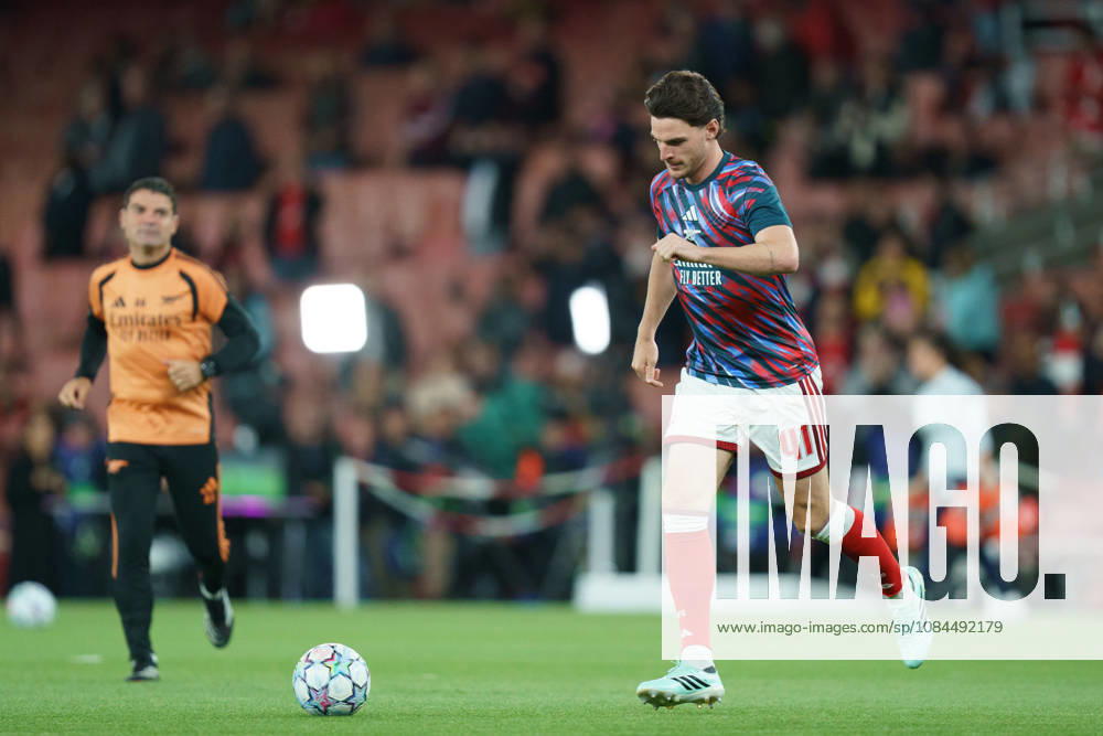 Arsenal v Lille OSC, UEFA Champions League Declan Rice of Arsenal warming up prior to Arsenal v Lille OSC UEFA Champions League matchday 2 at the Emirates Stadium, London, England on 13 October 2026 Credit: Dylan Hepworth Every Second Media Editorial use only. All images are copyright Every Second Media Limited. No images may be reproduced without prior permission.