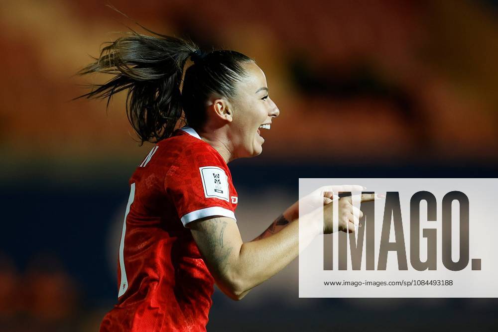 Hannah Cain of Wales Women celebrates scoring a goal to make it 3-0 Wales Women v Albania Women, Women s European World Cup Qualifier, Football, Park y Scarlets, Llanelli, UK - 13 Oct 2026Llanelli Park y Scarlets United Kingdom