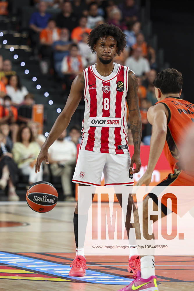 Jean Montero of Olympiacos Piraeus in action during the Euroleague Basketball Regular Season Round 5 game between Valencia Basket and Olympiacos Piraeus Roster at Roig Arena on October 13, 2026 in Valencia, Spain. Valencia Spain - ZUMAa181 20261013_zaa_a181_062