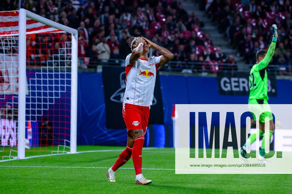 Antonio Nusa (RB Leipzig, 07) is disappointed, disheartened, and dejected over a missed scoring opportunity, GER, RB Leipzig vs. PSV Eindhoven, soccer, UEFA Champions League, Matchday 2, 2026–2027 season, October 13, 2026, GER, RB Leipzig vs. PSV Eindhoven, soccer, UEFA Champions League, Matchday 2, 2026–2027 season, October 13, 2026, Germany
