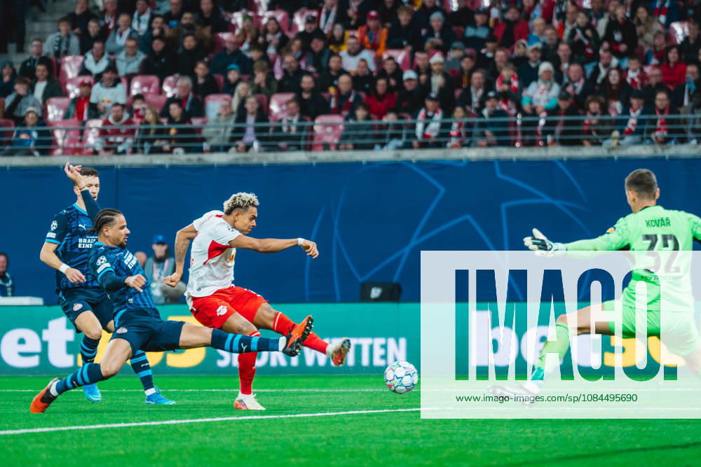 Antonio Nusa (RB Leipzig, 7) shot on goal RB Leipzig vs PSV Eindhoven, UEFA Champions League, Champions League, Germany, Football, 26 27, GER, Leipzig, Red Bull Arena Stadium, 13 October 2026 DFL regulations prohibit any use of photographs as image sequences and or quasi-video.DFL regulations prohibit any use of photographs as image sequences and or quasi-video. Leipzig Red Bull Arena, Leipzig Sachsen GER