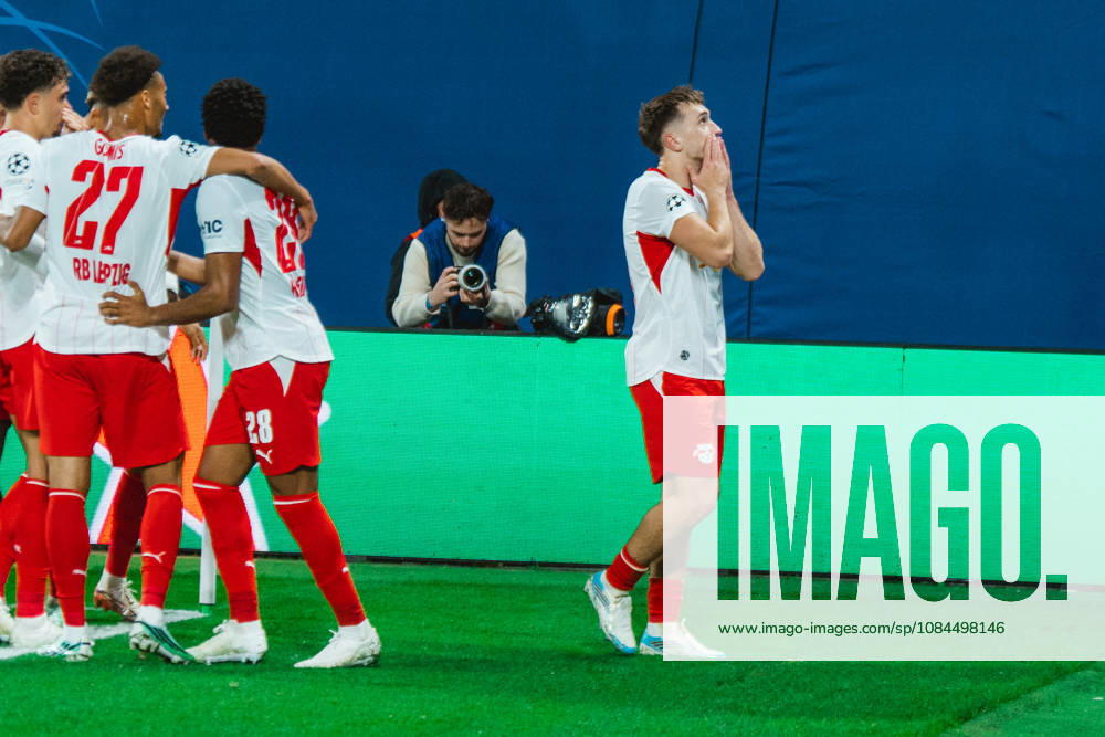 Brajan Gruda (RB Leipzig, 10) celebrates goal RB Leipzig vs PSV Eindhoven, UEFA Champions League, Champions League, Germany, Football, 26 27, GER, Leipzig, Red Bull Arena Stadium, 13 October 2026 DFL regulations prohibit any use of photographs as image sequences and or quasi-video.DFL regulations prohibit any use of photographs as image sequences and or quasi-video. Leipzig Red Bull Arena, Leipzig Sachsen GER