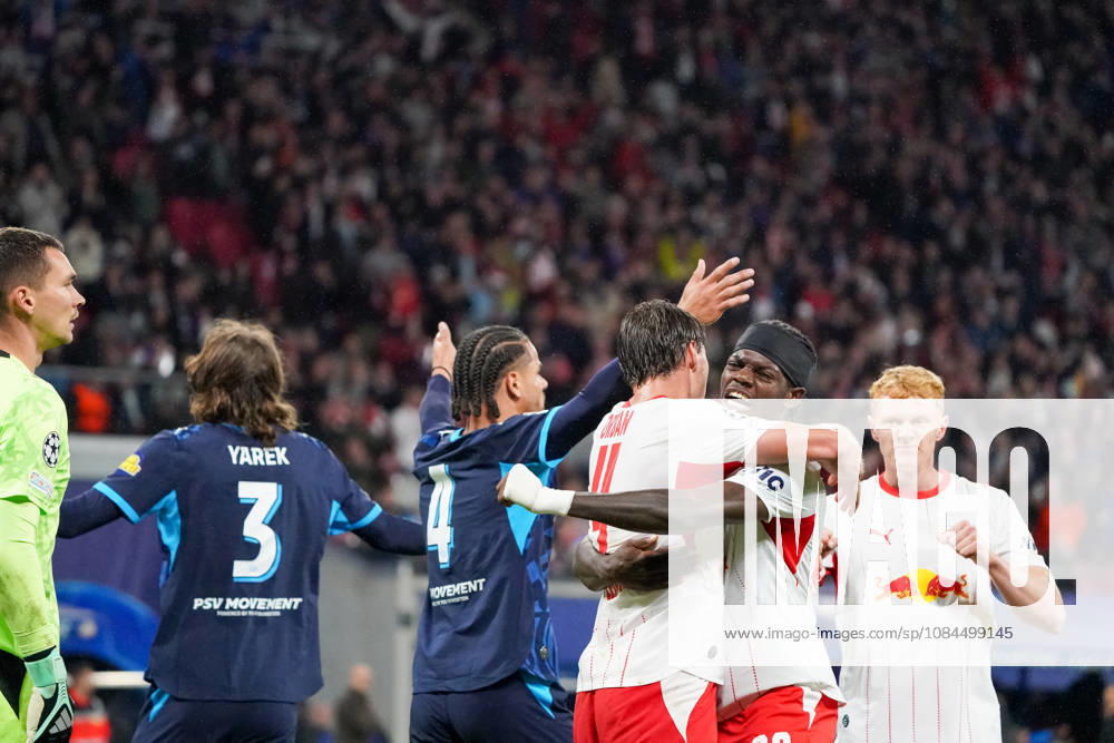 Leipzig celebrates the win during UEFA Champions League 2026 2027 league phase game between teams of RB Leipzig and PSV Eindhoven (Pia Schindler Ball Raw Images) Leipzig Red Bull Arena Germany