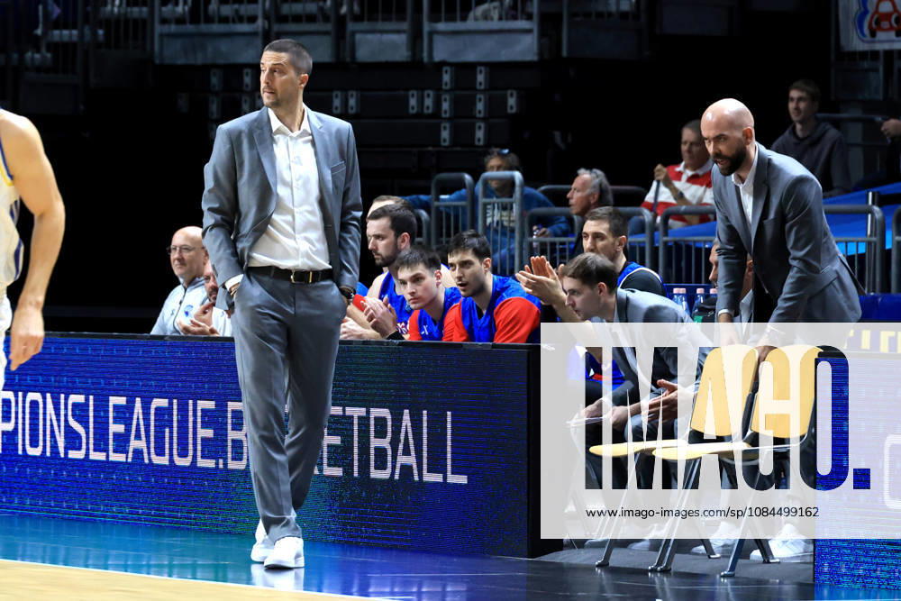 Germany, GER, DEU, Basketball, Champions League (BCL), Day 1, 2026–2027 Season, Berlin, ALBA Berlin vs. Igokea Head Coach Nenad Stefanovic, Igokea, Igokea bench, nordphoto GmbH, Engler, Berlin, Uber Arena, Berlin, Germany