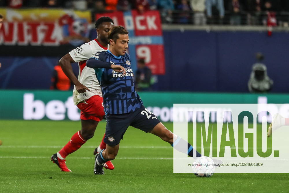 Leipzig 13.10.2026. Pilka nozna Liga Mistrzow UEFA sezon 2025 2026 kolejka 2 mecz: RB Lipsk - PSV Eindhoven --- Football UEFA Champions League season 2025 2026 round 2 match: RB Leipzig - PSV Eindhoven nz Kodai Sano Fot. Kacper Staniec NEWSPIX.PL --- newspix.pl