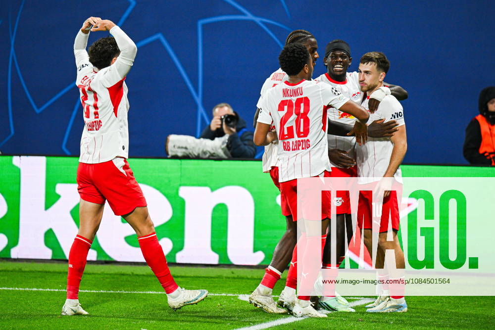 UEFA Champions League 2026 27 match between RB Leipzig and PSV Eindhoven at Red Bull Arena in Leipzig, Germany. Persons shown: Brajan Gruda goal gol celebration Photo: Antoni Dec Arena Akcji NEWSPIX.PL --- newspix.pl