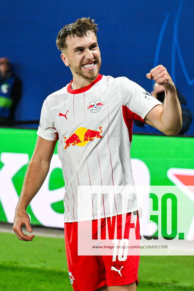 UEFA Champions League 2026 27 match between RB Leipzig and PSV Eindhoven at Red Bull Arena in Leipzig, Germany. Persons shown: Brajan Gruda goal gol celebration Photo: Antoni Dec Arena Akcji NEWSPIX.PL --- newspix.pl