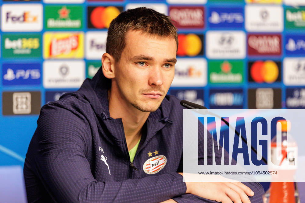 GER, Soccer, Men s, 2026–2027 UEFA Champions League, RB Leipzig vs. PSV Eindhoven, Matej Kovár, PSV Eindhoven, 32, at the press conference at the Red Bull Arena in Leipzig, Saxony, Germany