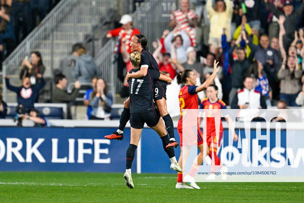 CHESTER, PA - OCTOBER 13: United States midfielder Mallory Swanson 9 celebrates scoring a goal during the womens International Friendly, Länderspiel, Nationalmannschaft match between the United States of America and Spain on October 13th, 2026 at Subaru Park in Chester, PA. (Photo by Terence Lewis Icon Sportswire) SOCCER: OCT 13 Women s USA vs Spain Icon261013003