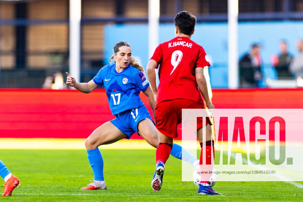 SOCCER - FIFA World Cup, WM, Weltmeisterschaft, Fussball - Women s Qualifiers - Slovenia vs. Turkey Photo by IPA ABACAPRESS.COM89666616 - Izabela Krizaj of Slovenia (SLO) vs. Kader Hancar of Turkey (TUR) during a soccer match between Slovenia (SLO) and Turkey (TUR) in Round 1 of the Playoffs of the 2027 FIFA Women s European Qualifiers at Domzale Stadium, Domžale, Slovenia on October 13, 2026. Photo by Nik Moder Moder Photo Agency during the Women’s Qualifiers—Slovenia vs. Turkey, FIFA World Cup match on October 13, 2026