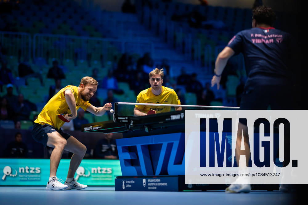 Elias Ranefur and Truls Möregardh of Sweden on Day 4 of the European Table Tennis Championships on October 14, 2026 in Ljubljana. Photo by Martin Metelko, BILDBYRÅN COP 362 ME0001 table tennis pingis 2026 European Table Tennis Championship table tennis European Championships Day 4 bbeng
