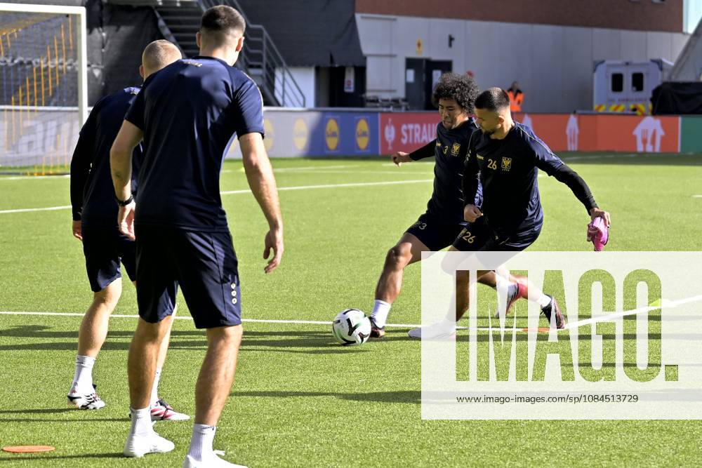 Sint-Truidense VV v Iberia Tbilisi - UEFA Conference League Media Activities 14 10 2026 SINT-TRUIDEN, BELGIUM - OCTOBER 14 : Hata Taiga defender of Sint-Truidense VV and Musliu Visar defender of Sint-Truidense VV pictured during a training session ahead of the UEFA Conference League 2026 27 first qualifying round between Sint-Truidense VV and Iberia Tbilisi on October 14, 2026 in Sint-Truiden, Belgium, 14 10 2026 Sint-Truiden Belgium
