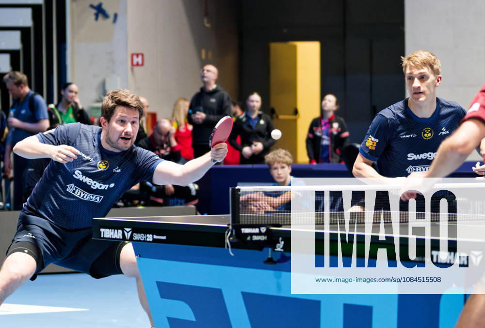 Kristian Karlsson and Anton Kallberg of Sweden (photo ms5370) at the 2026 European Table Tennis Championships in Ljubljana LJUBLJANA, SLOVENIA, OCTOBER 14, 2026 Kristian Karlsson and Anton Kallberg of Sweden (photo ms5370) in action at the European Table Tennis Championships at Stozice Arena in Ljubljana, Slovenia; Ljubljana, Stozice Arena, Slovenia