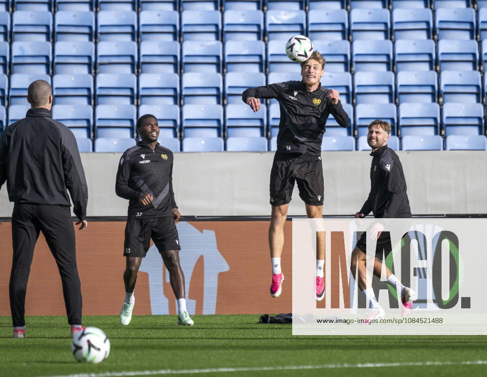 HELSINGBORG, Oct. 14, 2026 — Mjällby AIF s Villiam Granath nods during training at Olympia in Helsingborg on Wednesday ahead of the UEFA Conference League match against Inter Club d Escaldes. HELSINGBORG, SWEDEN