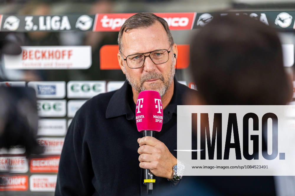 Sascha Hildmann of SSV Jahn Regensburg, head coach, in an interview with Magenta Sport GER, SC Verl vs. SSV Jahn Regensburg, soccer, 3rd Division, Matchday 9, 2026–2027 season, October 14, 2026 DFL regulations prohibit the use of photographs as image sequences and or quasi-video GER, SC Verl vs. SSV Jahn Regensburg, soccer, 3. Liga, Matchday 9, 2026–2027 season, October 14, 2026, Verl
