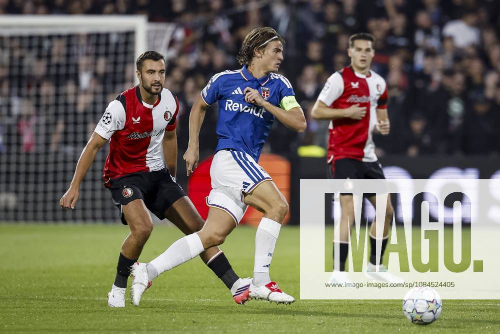 ROTTERDAM - (lr) Charles Vanhoutte of Feyenoord, Cristian Mazzara of Como and Mika Marmol of Feyenoord during the UEFA Champions League match between Feyenoord and Como at Feyenoord stadium De Kuip, on 12 October 2026 in Rotterdam, the Netherlands. BAS CZERWINSKI ANP ANPxSportx IVx 572431681 originalFilename: 572431681