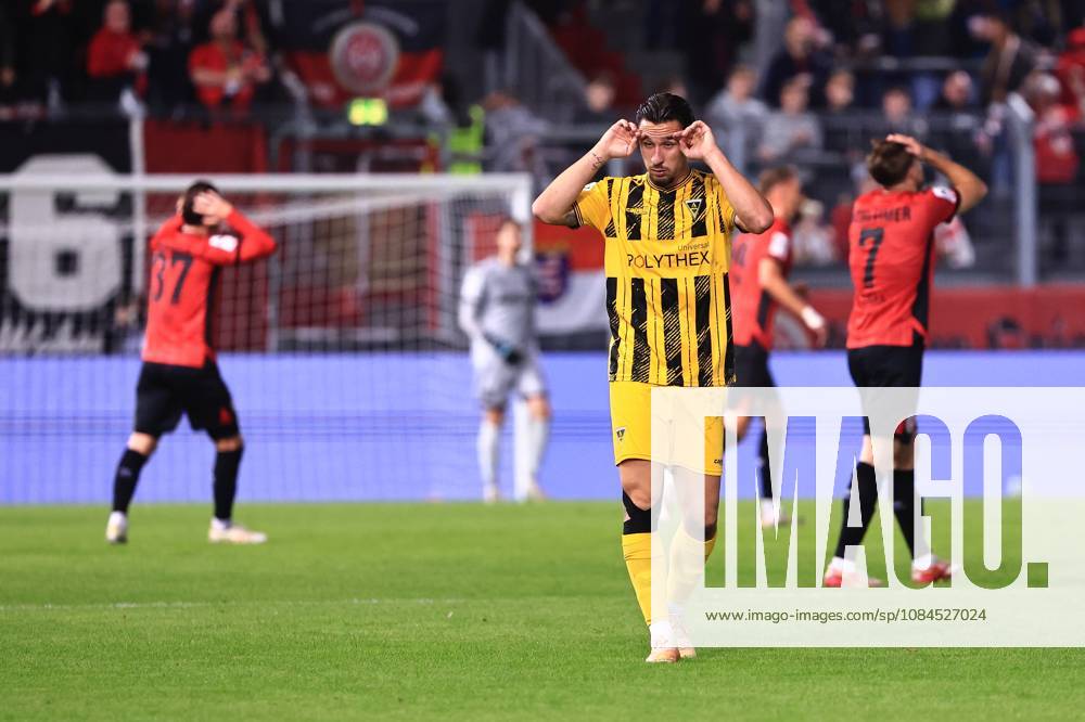 Petros Bagkalianis, Alemannia Aachen, No. 02, looks disappointed GER, SV Wehen Wiesbaden vs. Alemannia Aachen, Soccer, 3rd Division, Matchday 9, 2026–2027 season, October 14, 2026 DFB regulations prohibit any use of photographs as image sequences and or quasi-video GER, SV Wehen Wiesbaden vs. Alemannia Aachen, soccer, 3rd League, Matchday 9, 2026–2027 season, October 14, 2026, Wiesbaden