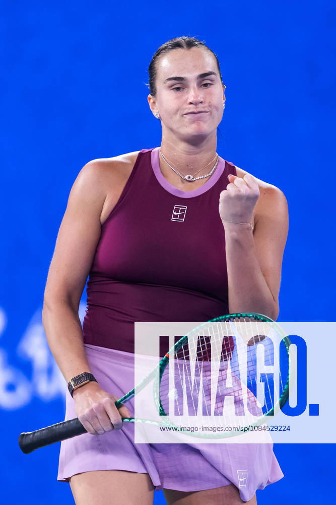 2026 WTA, Tennis Damen Wuhan Open: Aryna Sabalenka - Ann Li in wuhan, China - 14 Oct 2026 Aryna Sabalenka of Belarus celebrates her win against Ann Li of USA (not in view) during their women s singles match on day 3 of Wuhan Open at the Optics Valley International Tennis Center in Wuhan. Ann li defeated Aryna Sabalenka with a score of 3-6, 6-4, 7-6. wuhan China