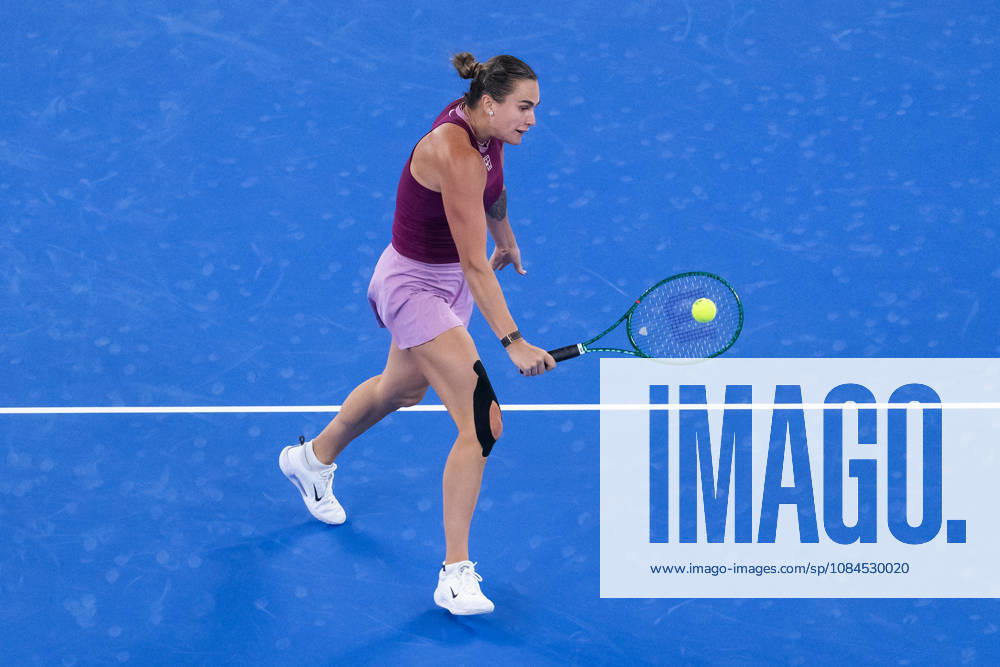 Aryna Sabalenka of Belarus plays against Ann Li of USA ( not in view) during the Wuhan Open final match at the Optics Valley International Tennis Center. Ann li defeated Aryna Sabalenka with a score of 3-6, 6-4, 7-6. 2026 WTA, Tennis Damen Wuhan Open: Aryna Sabalenka - Ann Li In Wuhan, China - 14 Oct 2026 - ZUMAs197 20261014_aaa_s197_206