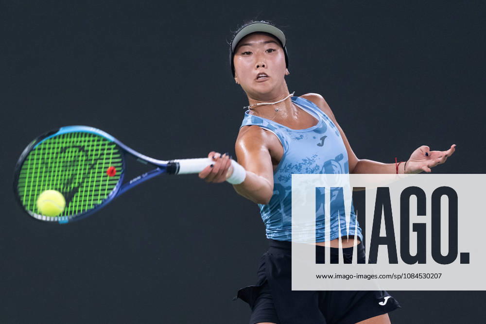 Ann Li of USA plays against with Aryna Sabalenka of Belarus ( not in view) during the Wuhan Open final match at the Optics Valley International Tennis Center. Ann li defeated Aryna Sabalenka with a score of 3-6, 6-4, 7-6. Wuhan China - ZUMAs197 20261014_aaa_s197_215