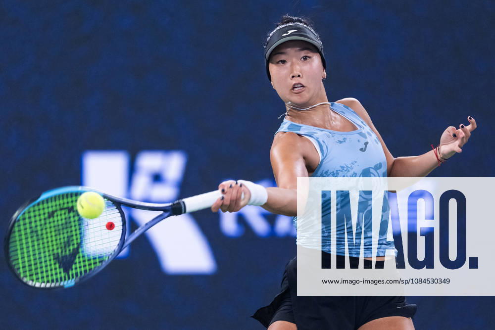 Ann Li of USA plays against with Aryna Sabalenka of Belarus ( not in view) during the Wuhan Open final match at the Optics Valley International Tennis Center. Ann li defeated Aryna Sabalenka with a score of 3-6, 6-4, 7-6. Wuhan China - ZUMAs197 20261014_aaa_s197_222