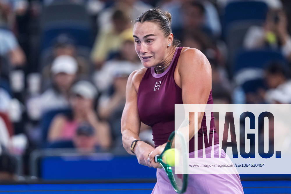 Aryna Sabalenka of Belarus plays against Ann Li of USA ( not in view) during the Wuhan Open final match at the Optics Valley International Tennis Center. Ann li defeated Aryna Sabalenka with a score of 3-6, 6-4, 7-6. Wuhan China - ZUMAs197 20261014_aaa_s197_225