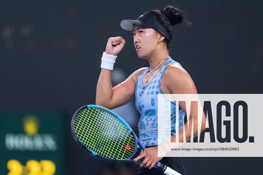 Ann Li of USA celebrates her win against Aryna Sabalenka of Belarus (not in view) during their women s singles match on day 3 of Wuhan Open at the Optics Valley International Tennis Center. Ann li defeated Aryna Sabalenka with a score of 3-6, 6-4, 7-6. Wuhan China - ZUMAs197 20261014_aaa_s197_229