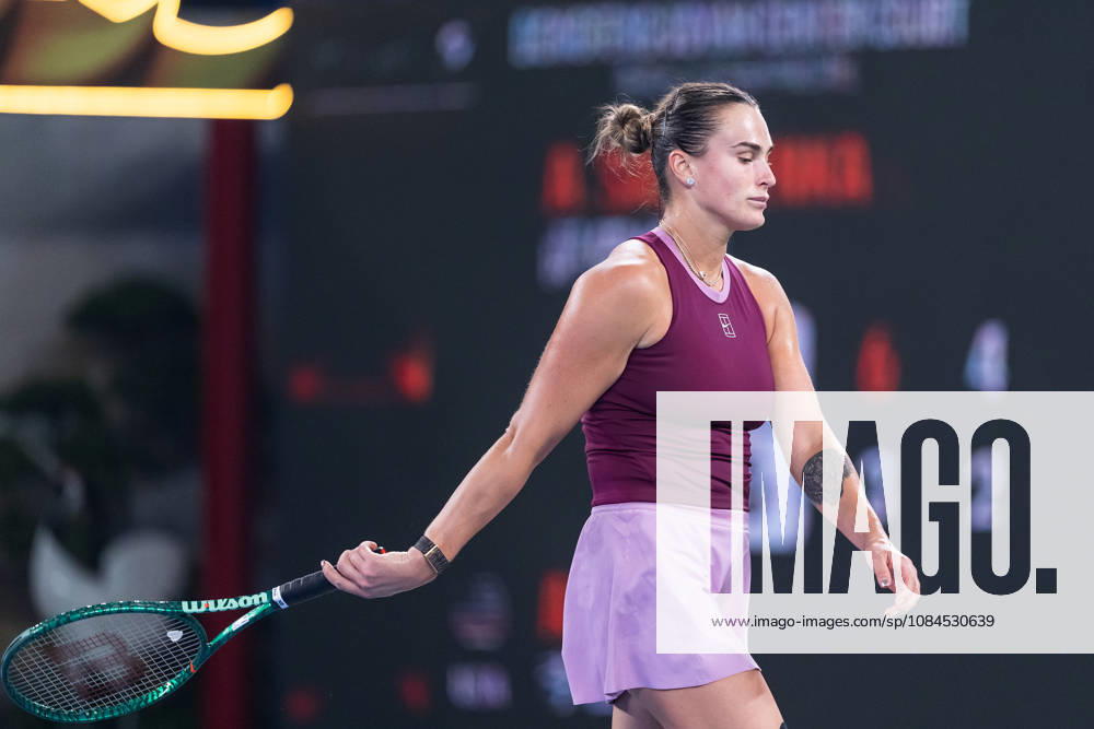 Aryna Sabalenka of Belarus plays against Ann Li of USA ( not in view) during the Wuhan Open final match at the Optics Valley International Tennis Center. Ann li defeated Aryna Sabalenka with a score of 3-6, 6-4, 7-6. Wuhan China - ZUMAs197 20261014_aaa_s197_235